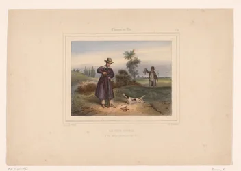 Huntress Reloading Gun After Shooting Two Partridges (The Double Shot) (Hunters with Guns) (Hunting with Guns)