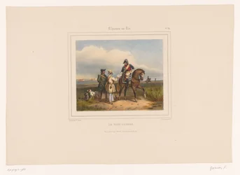 Officer Checking Weapon Permits of Two Hunters