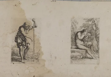 Standing Man, Holding Staff--Seated Female