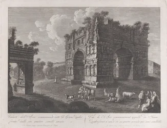 View of the Arch of Janus, with Shepherds and Goats in the Foreground