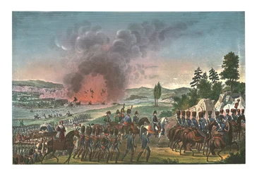 Retreat of the French after the battle of Leipzig, 19 October 1813, c1850