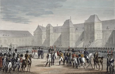 The abdication of Napoleon and his departure from Fontainebleau for Elba, 20th April 1814