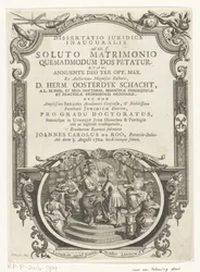 Minerva Crowns Writer (Title Page for: Johannes Carolus de Roo, Dissertatio Juridica Inauguralis, ad tit. ff. soluto matrimonio quemadmodum dos petatur, 1722)