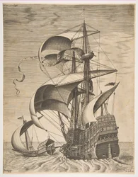 Armed Three-Master on the Open Sea Accompanied by a Galley, from the Series Sailing Vessels