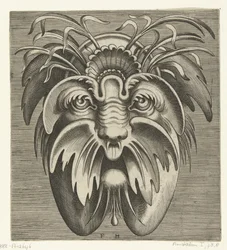 Mask with Sagging Cheeks and a Mustache, with Grasses in the Hair