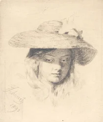 Young Girl with Straw Hat