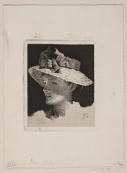 Young Girl with Straw Hat, Profile to the Left