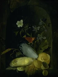 Still Life with Cockleshells and Blue Anemones