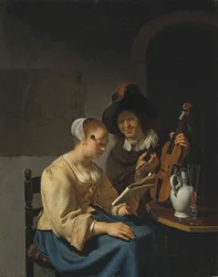 Woman with Sheet Music and a Man with a Violin