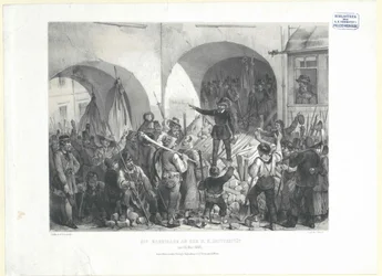 The Barricade at the k. k. University at 26th May 1848