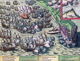 Fighting off the Coast of Gibraltar, Printed on 25th May 1607