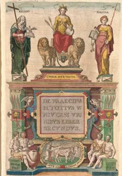 Frontispiece of the second volume: Cybele on a chariot fired by lions, surrounded by Religion and Politics, above the deities Penates and Lares