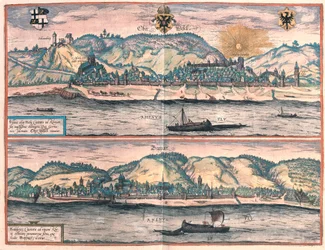Oberwesel and Boppard, Germany (engraving)