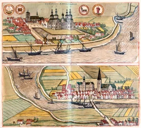 Tonning and Husum, Germany (engraving)