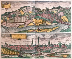Werden and Essen, Germany (engraving)