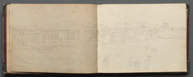 Album with Views of Rome and Surroundings, Landscape Studies, page 08b and 09a: Panoramic view