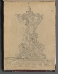 Album with Views of Rome and Surroundings, Landscape Studies, page 21a: Roman Fountain