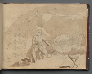 Album with Views of Rome and Surroundings, Landscape Studies, page 39a: Figure in a Landscape