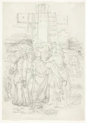 Descent from the Cross with a Silhouette of Jerusalem in the Background