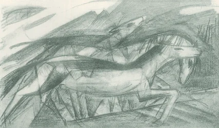 Hunting Horses in Abstract Shaped Landscape