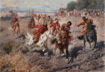 Cherkess Celebrating the End of Muharram with the Equestrian Sport of the Dash for the Prize Lamb
