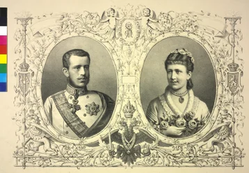 Double Image of Franz Joseph I, Crown Prince Rudolf, and Princess Stephanie