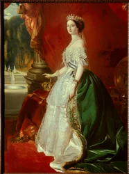 Full-length portrait of Empress Eugenie in court dress