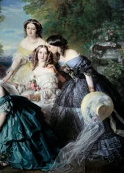 The Impress Eugenie in 1855 surrounded by the ladies of honor
