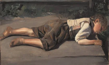 Peasant Boy Lying on a Wooden Footbridge