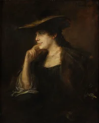 Portrait of a Young Lady with Fur Collar and Wide-Brimmed Hat