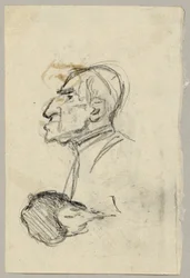 Portrait Study of a Cardinal, verso: Mule in Rear View (?)