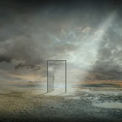 Open Door Under Stormy Sky