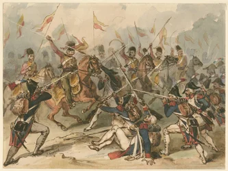 French Infantry and Russian Hussars in Combat at Austerlitz
