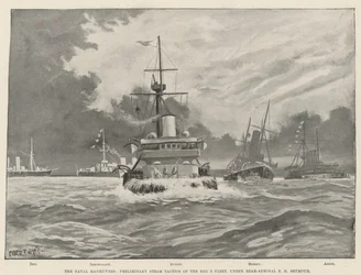 The Naval Manoeuvres, Preliminary Steam Tactics of the Red B Fleet, under Rear-Admiral E H Seymour