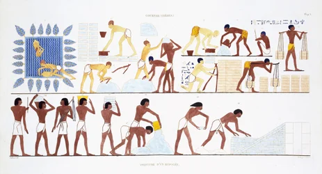 Brick-Making, from a Rare Record of Frescoes from Thebes, recorded 1819-1822 on his second visit to Egypt by Frederic Cailliaud