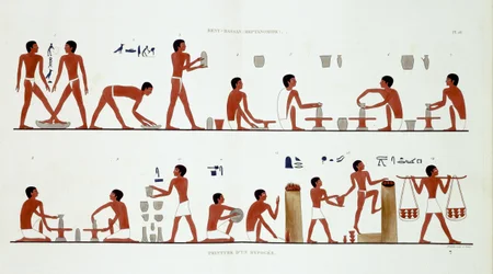 Potters at Work, from a Rare Record of Frescoes from Thebes, recorded 1819-1822 on his second visit to Egypt by Frederic Cailliaud