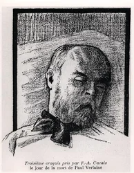 Sketch of Paul Verlaine on His Death Bed, from 