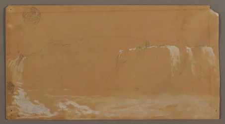 American Falls, Goat Island and Part of Horseshoe Falls, Seen from the Canadian Bank of the Niagara River, possibly 1858