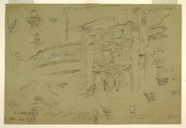 Architectural Details of El Khasneh, Petra, late February 1868