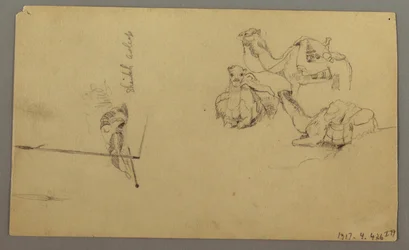 Camels Drinking on a Hill, February 22, Possibly 1868