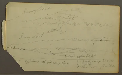 Cloud study over hills, possibly 1857–58