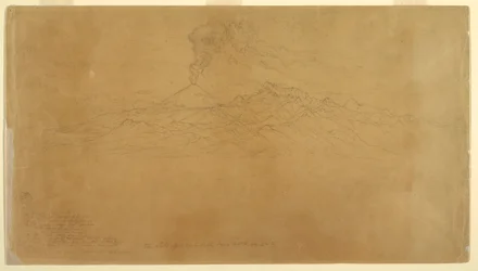 Cotapaxi Volcano Erupting Behind Mountain Ranges, Ecuador, 1857