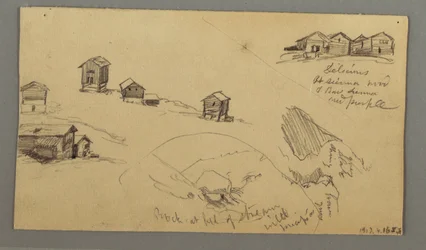 Details of Mountain Sheds, Houses and a Rock, Bernese Alps, Switzerland, September 3, 1868