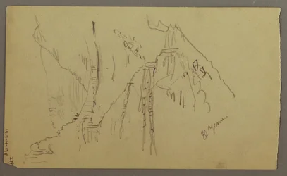 El Yemen Valley, Arabia: View of Winding Valley with a Caravan, February 20, 1868