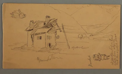 Half-Ruined House in Valley, Two Figures, 1868