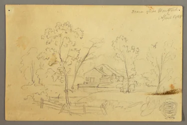 House in the Woods by a Stream, April 1845