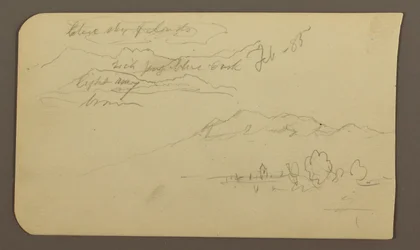 Mountain Ranges, Cuautla, Church; Verso: Crouching Horse, Landscape Notations, February 1885