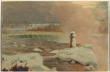 Niagara River and Falls in Snow, March 1856