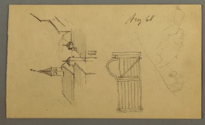 Rooftops, Gate, Mountain Peaks, August 1868