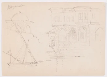 Sketches of a Domed Structure, Ship, and Stately House, January 1868